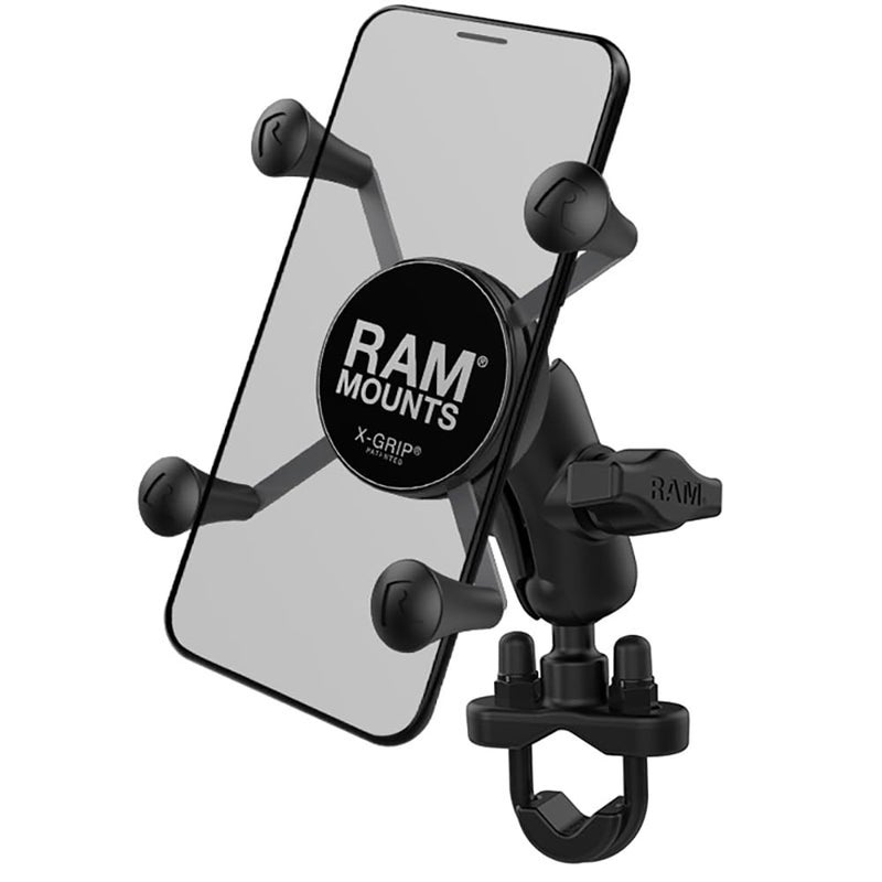 RAM MOUNTS X-Grip Small Phone Mount with Handlebar U-Bolt Base RAM-B-149Z-A-UN7U with Short Arm for Motorcycle, ATV/UTV, Bike - Image 1